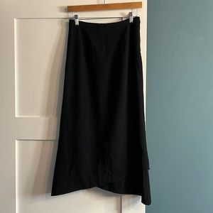 Vintage 90s crepe column maxi skirt with asymmetric leaf detail hem